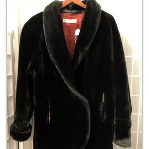 Donny Brook, Women, coat, black, faux fur, winter time, one button, size L.: